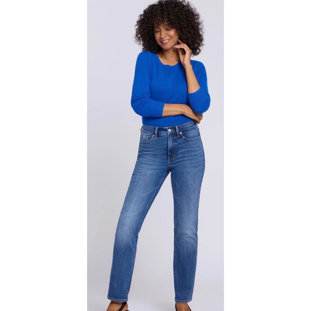 NYDJ Marilyn Straight Leg Jeans Blue Cool Embrace Lift Tuck Denim Size 4 NEW